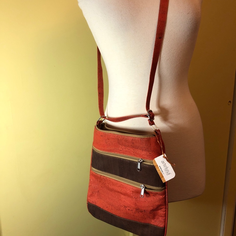 Artelusa Red and Brown Crossbody Shoulder Bag